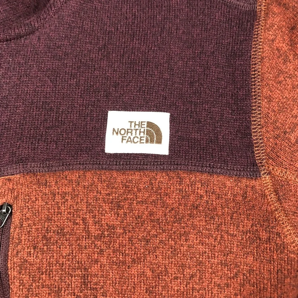 The North Face Mens M Brick Red Fleece Jacket Colorblock Full Zip Hiking‎